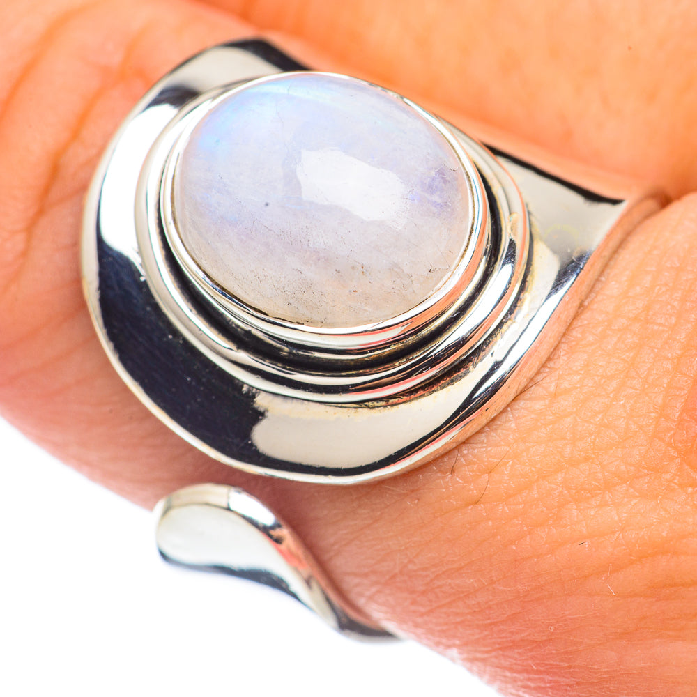 Rainbow Moonstone Rings handcrafted by Ana Silver Co - RING68400