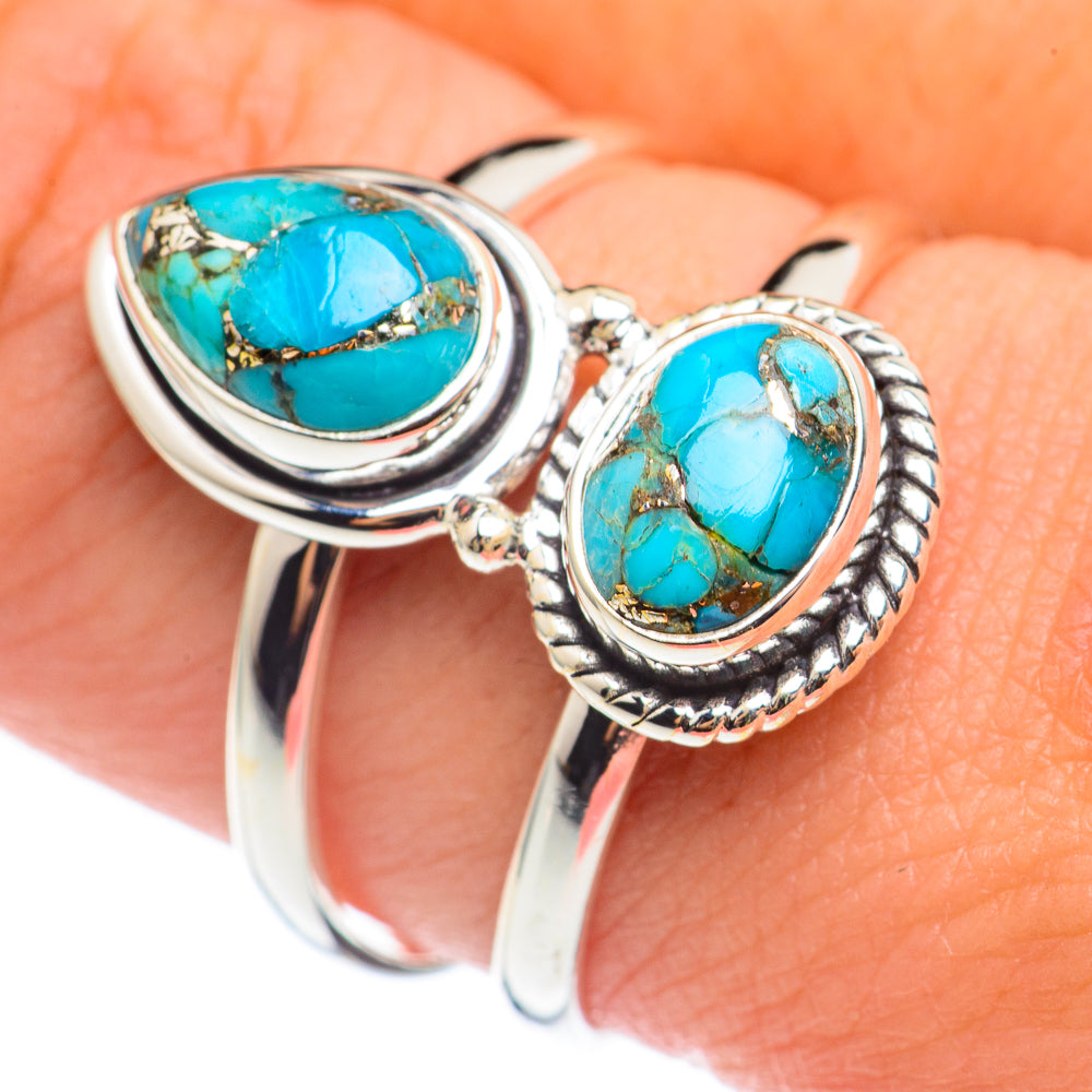 Blue Copper Composite Turquoise Rings handcrafted by Ana Silver Co - RING68410