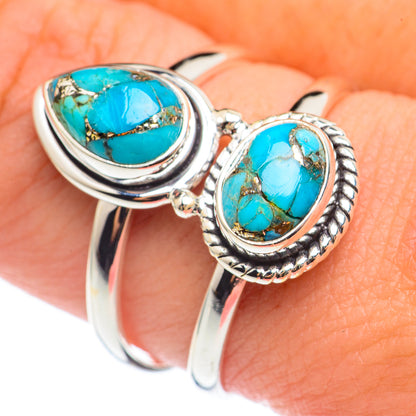 Blue Copper Composite Turquoise Rings handcrafted by Ana Silver Co - RING68410