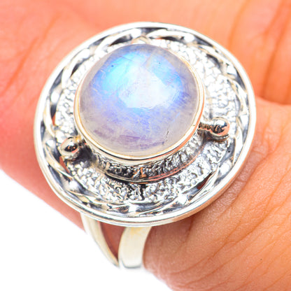 Rainbow Moonstone Rings handcrafted by Ana Silver Co - RING68434