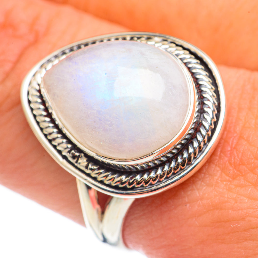Rainbow Moonstone Rings handcrafted by Ana Silver Co - RING68435