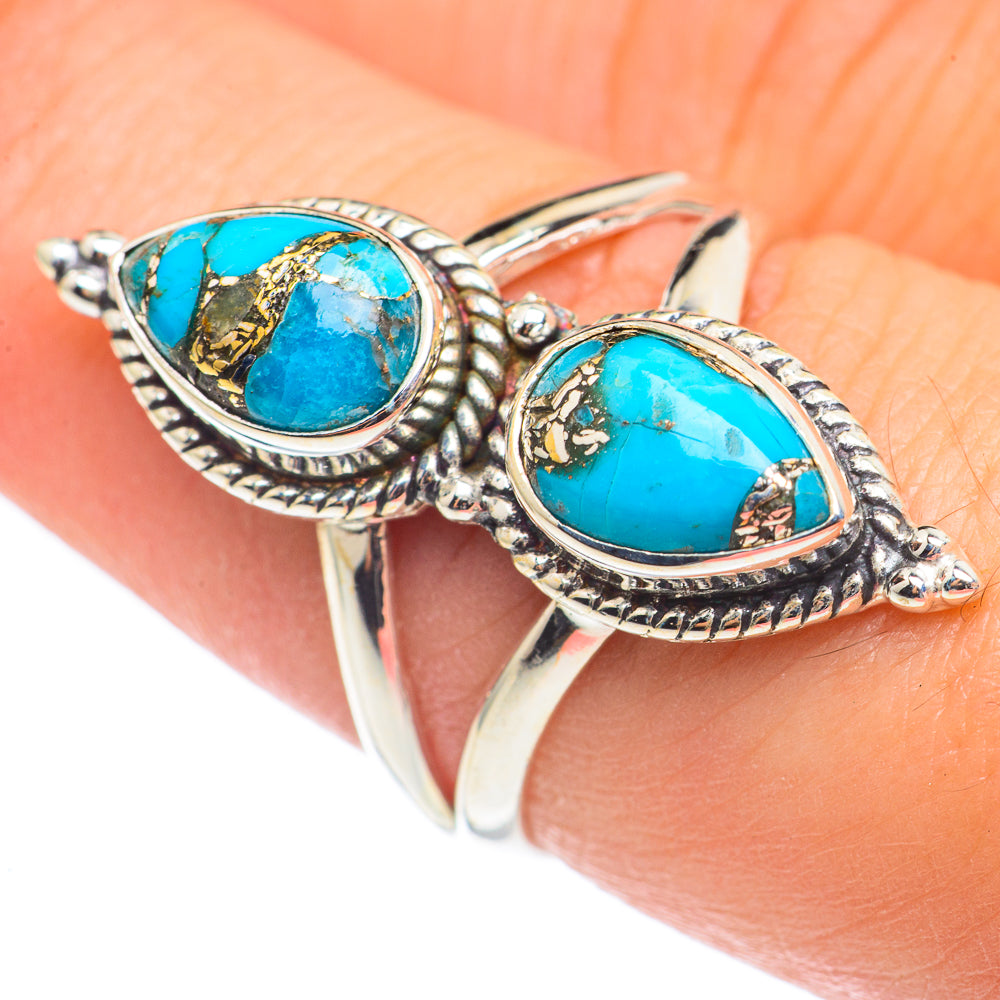 Blue Copper Composite Turquoise Rings handcrafted by Ana Silver Co - RING68447