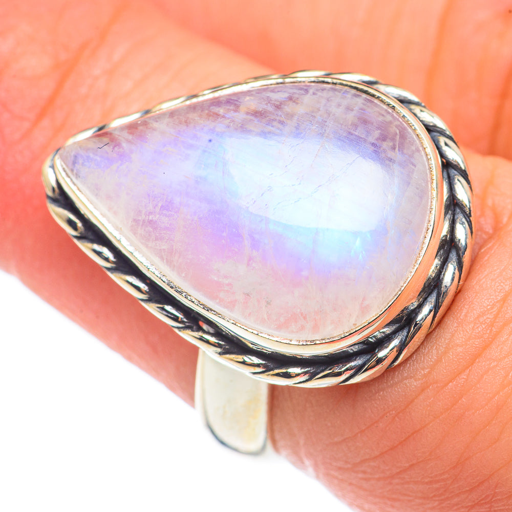 Rainbow Moonstone Rings handcrafted by Ana Silver Co - RING68498