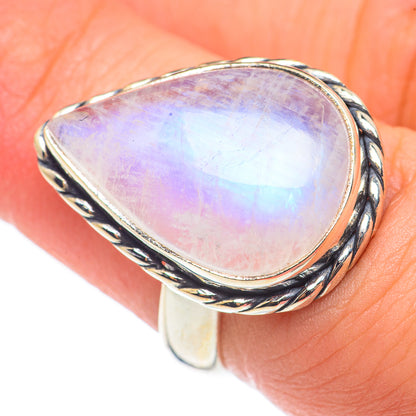 Rainbow Moonstone Rings handcrafted by Ana Silver Co - RING68498