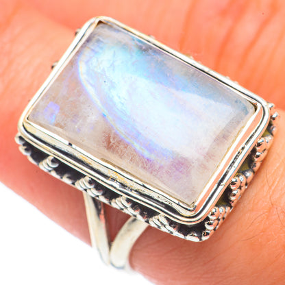 Rainbow Moonstone Rings handcrafted by Ana Silver Co - RING68499