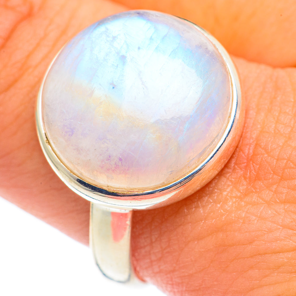 Rainbow Moonstone Rings handcrafted by Ana Silver Co - RING68500