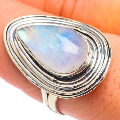 Rainbow Moonstone Rings handcrafted by Ana Silver Co - RING68531