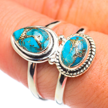 Blue Copper Composite Turquoise Rings handcrafted by Ana Silver Co - RING68534