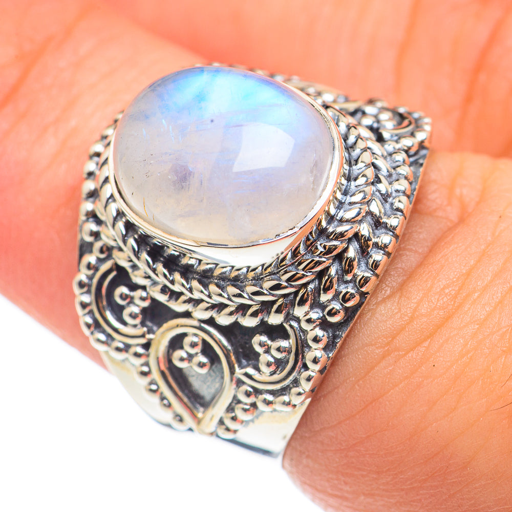Rainbow Moonstone Rings handcrafted by Ana Silver Co - RING68557