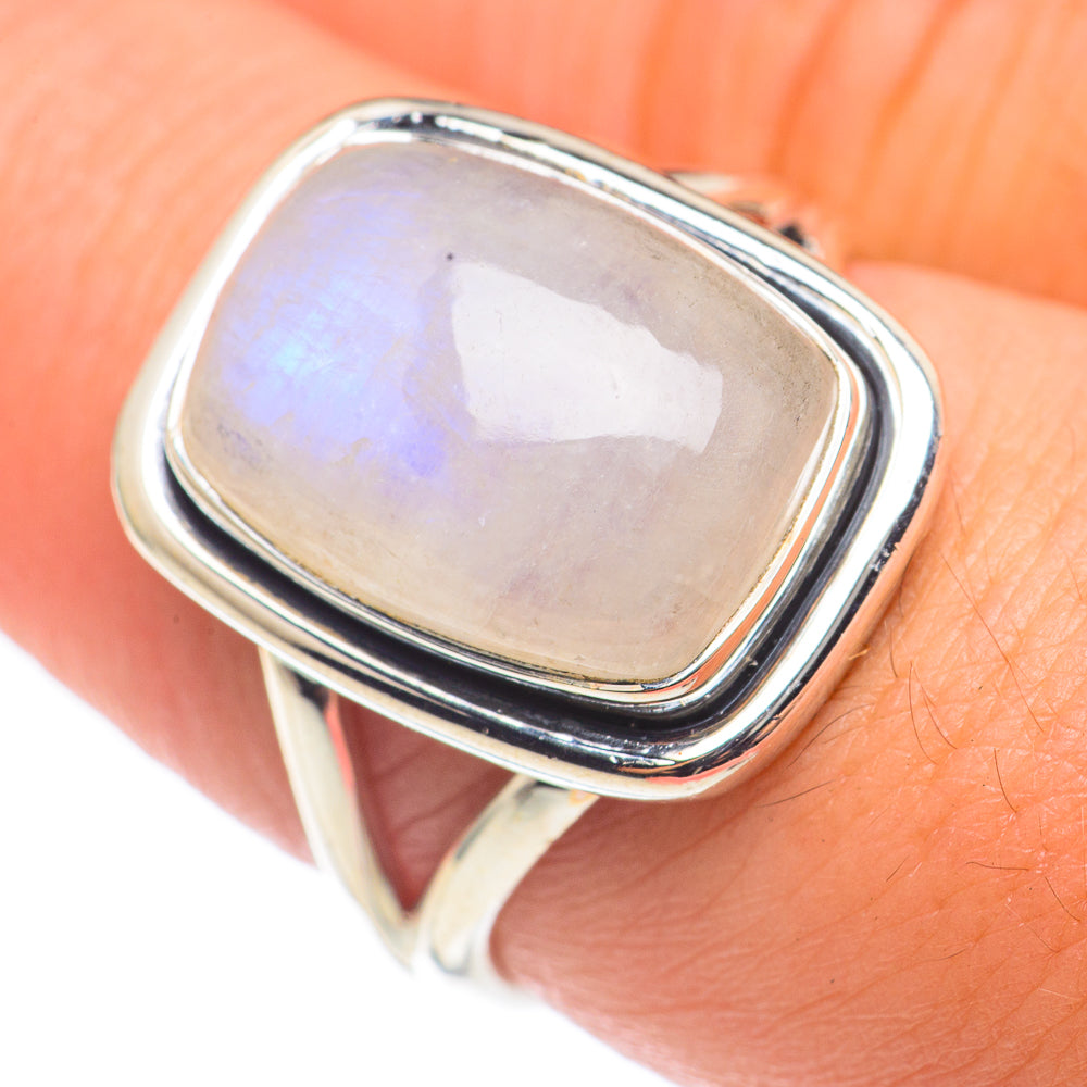 Rainbow Moonstone Rings handcrafted by Ana Silver Co - RING68584