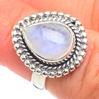 Rainbow Moonstone Rings handcrafted by Ana Silver Co - RING68612