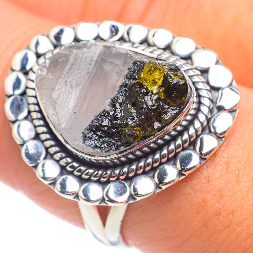 Green Tourmaline In Quartz Rings handcrafted by Ana Silver Co - RING68613