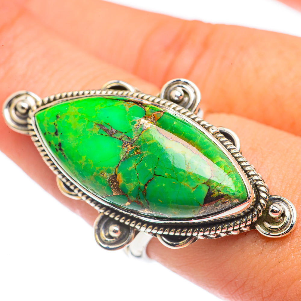 Green Copper Composite Turquoise Rings handcrafted by Ana Silver Co - RING68629