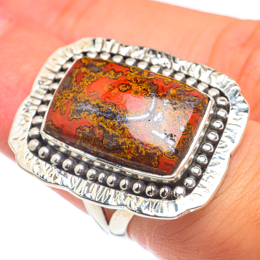 Orange Copper Composite Turquoise Rings handcrafted by Ana Silver Co - RING68630