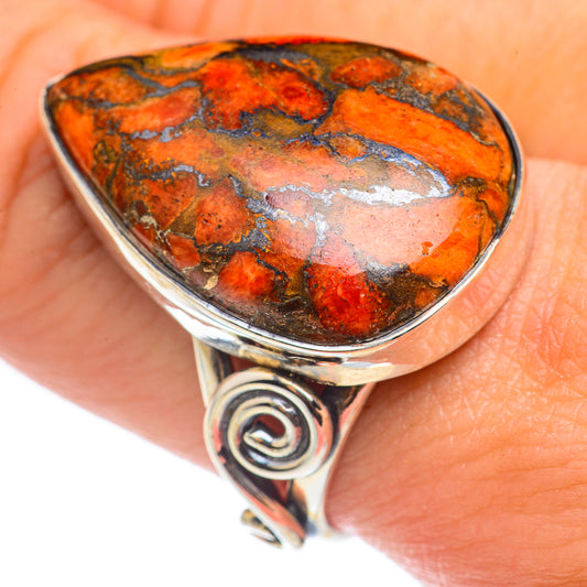 Orange Copper Composite Turquoise Rings handcrafted by Ana Silver Co - RING68632
