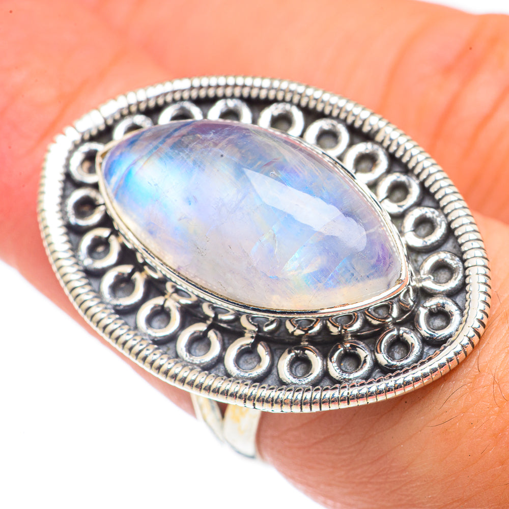 Rainbow Moonstone Rings handcrafted by Ana Silver Co - RING68643