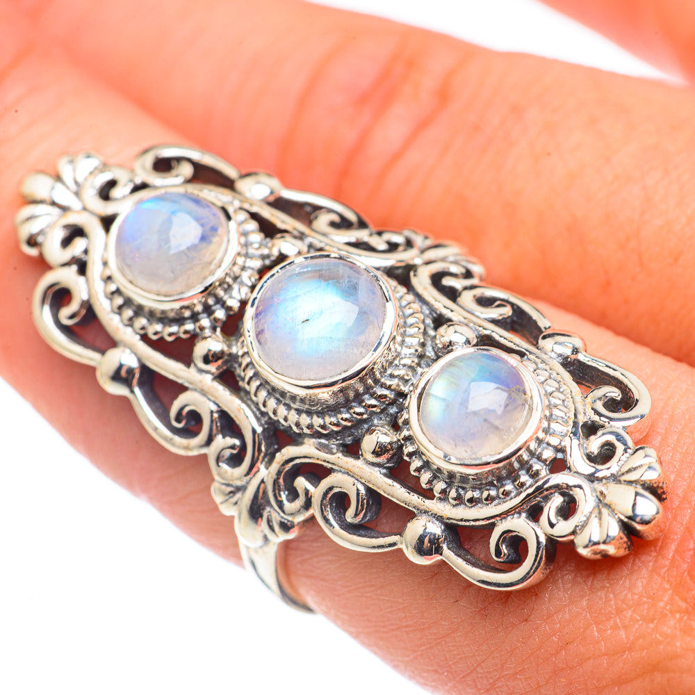 Rainbow Moonstone Rings handcrafted by Ana Silver Co - RING68645