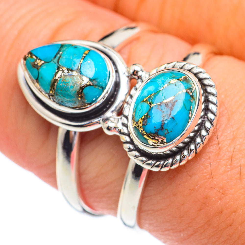 Blue Copper Composite Turquoise Rings handcrafted by Ana Silver Co - RING68677