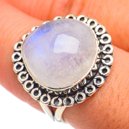 Rainbow Moonstone Rings handcrafted by Ana Silver Co - RING68701