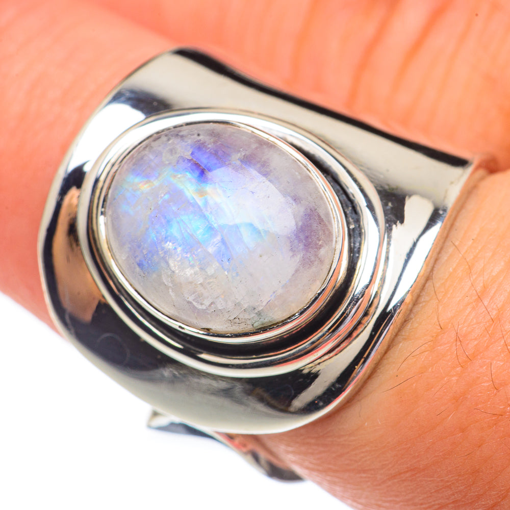 Rainbow Moonstone Rings handcrafted by Ana Silver Co - RING68703