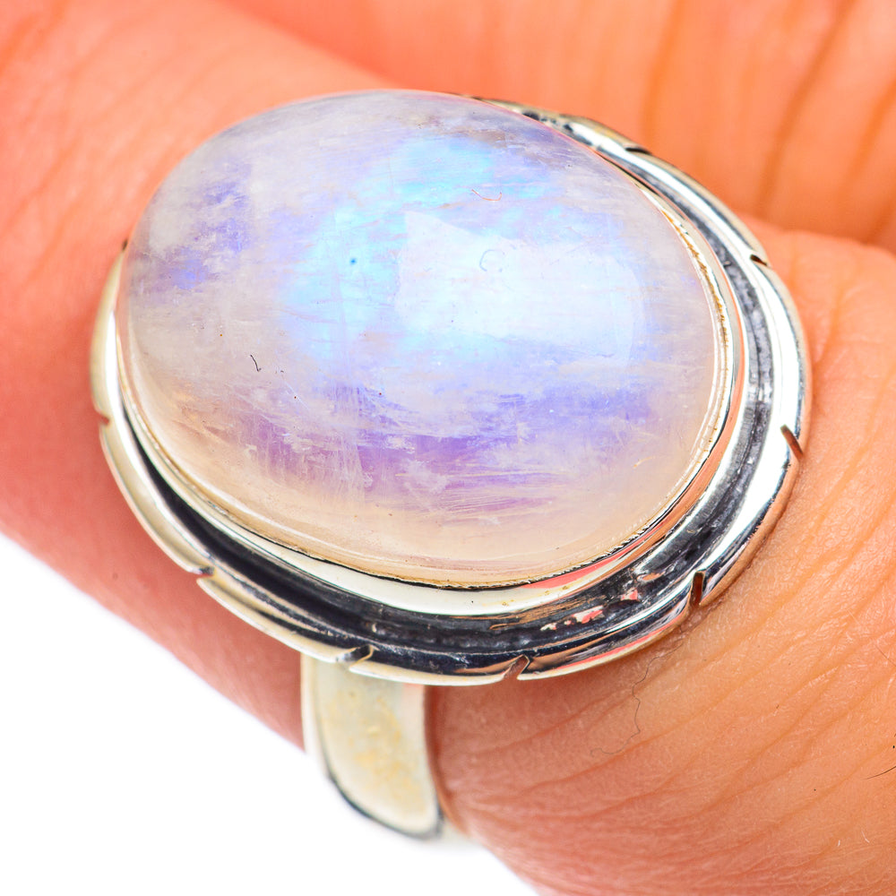 Rainbow Moonstone Rings handcrafted by Ana Silver Co - RING68704
