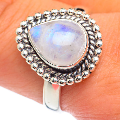 Rainbow Moonstone Rings handcrafted by Ana Silver Co - RING68706
