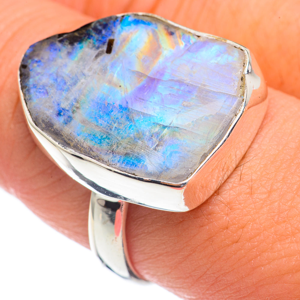 Rainbow Moonstone Rings handcrafted by Ana Silver Co - RING68739
