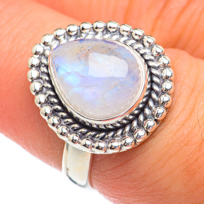 Rainbow Moonstone Rings handcrafted by Ana Silver Co - RING68741