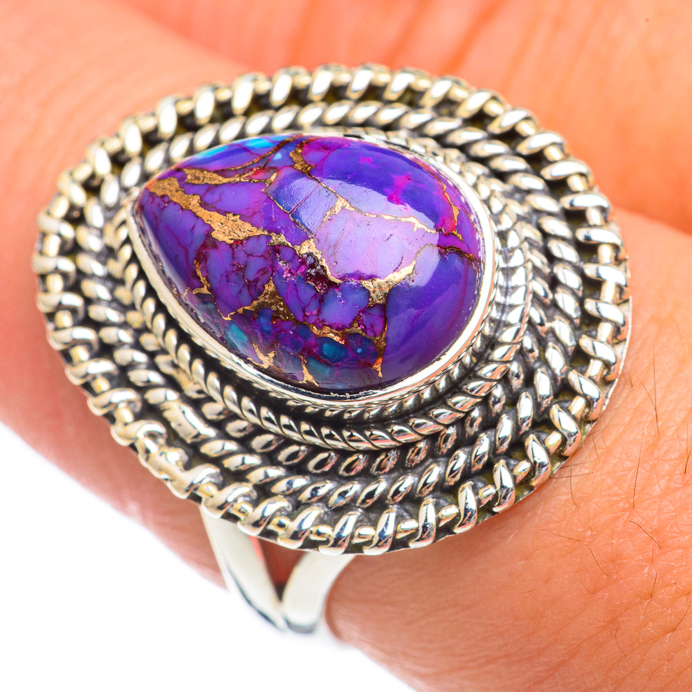 Purple Copper Composite Turquoise Rings handcrafted by Ana Silver Co - RING68766