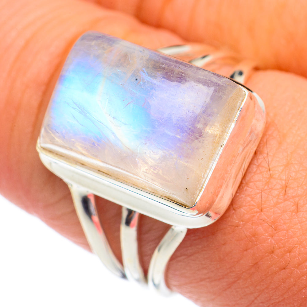 Rainbow Moonstone Rings handcrafted by Ana Silver Co - RING68770