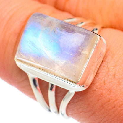 Rainbow Moonstone Rings handcrafted by Ana Silver Co - RING68770