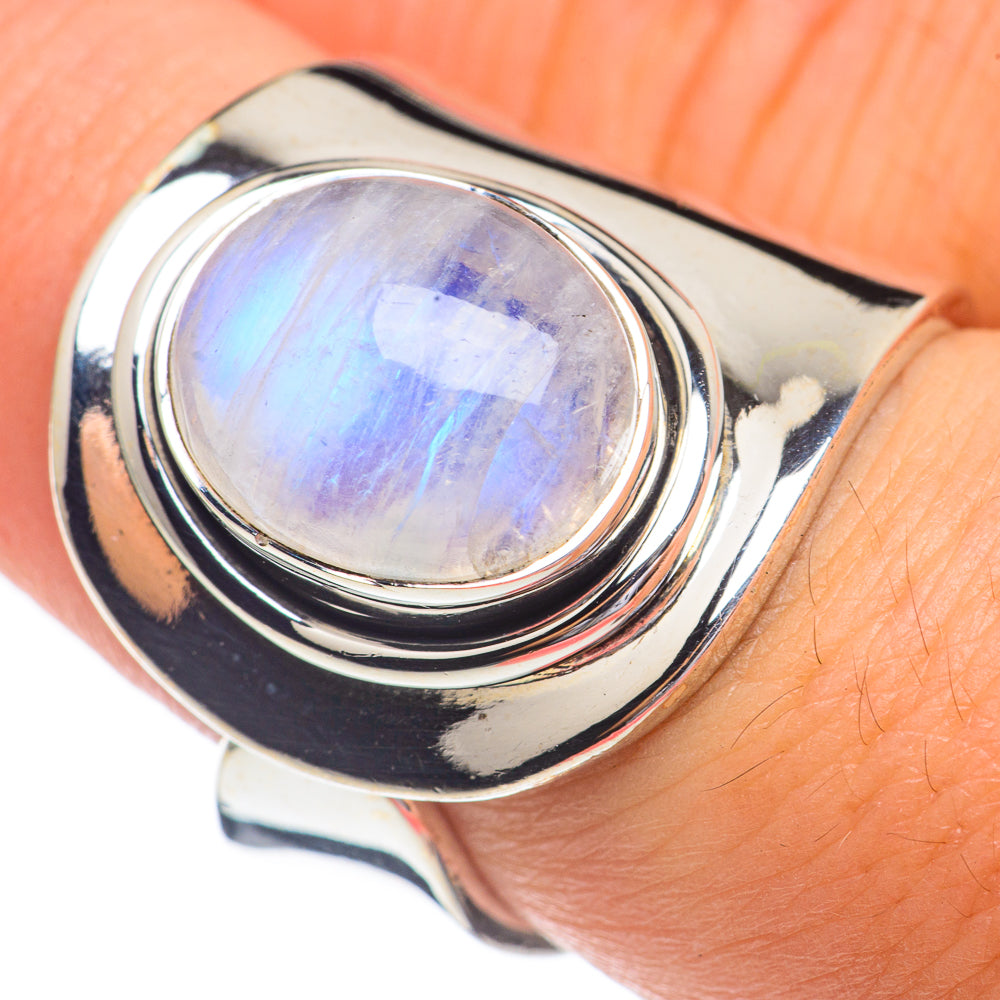 Rainbow Moonstone Rings handcrafted by Ana Silver Co - RING68772
