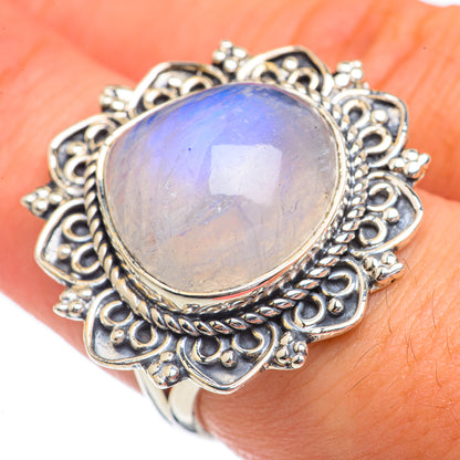 Rainbow Moonstone Rings handcrafted by Ana Silver Co - RING68774