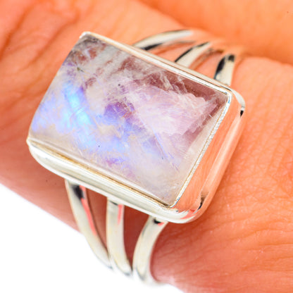Rainbow Moonstone Rings handcrafted by Ana Silver Co - RING68803