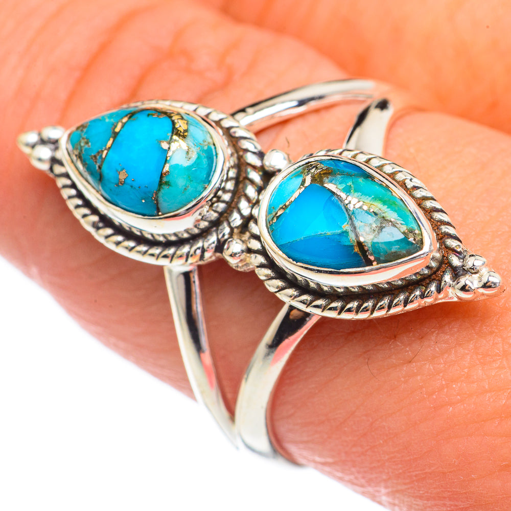 Blue Copper Composite Turquoise Rings handcrafted by Ana Silver Co - RING68810