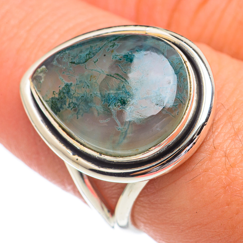Green Moss Agate Rings handcrafted by Ana Silver Co - RING68813