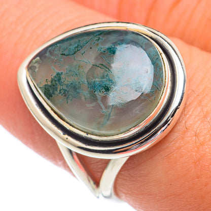 Green Moss Agate Rings handcrafted by Ana Silver Co - RING68813
