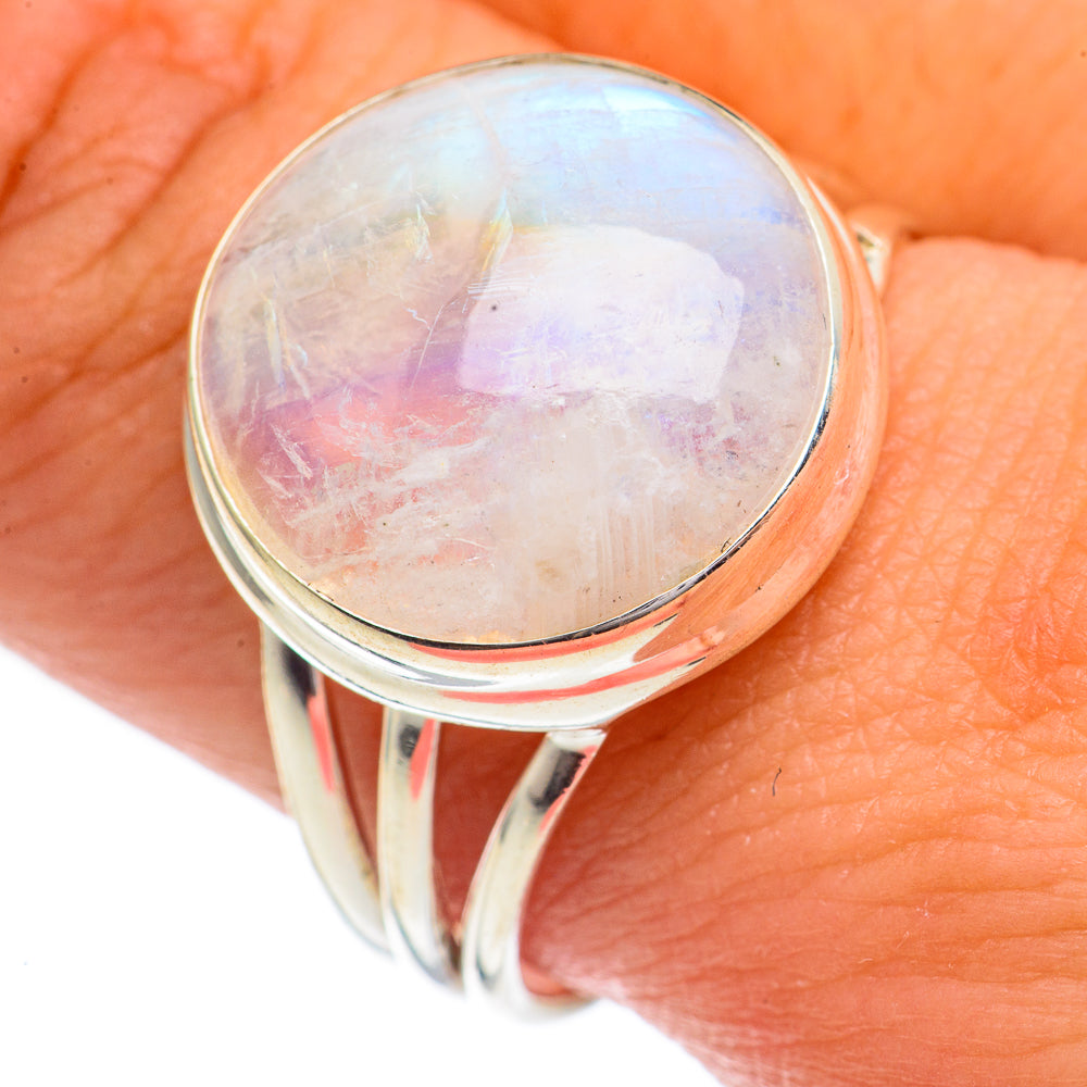 Rainbow Moonstone Rings handcrafted by Ana Silver Co - RING68834