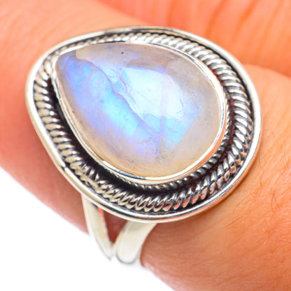 Rainbow Moonstone Rings handcrafted by Ana Silver Co - RING68836