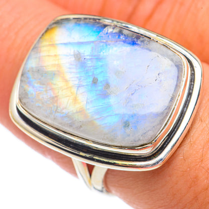 Rainbow Moonstone Rings handcrafted by Ana Silver Co - RING68837