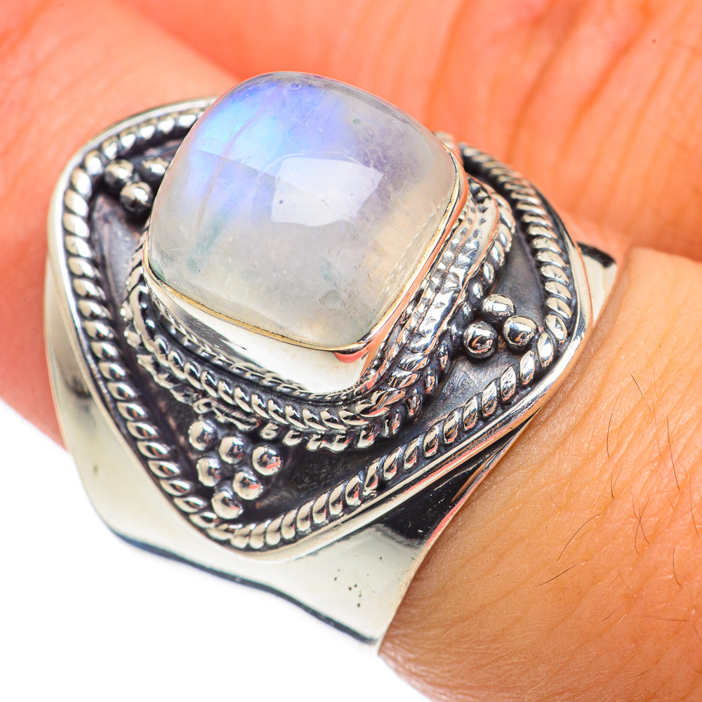 Rainbow Moonstone Rings handcrafted by Ana Silver Co - RING68839