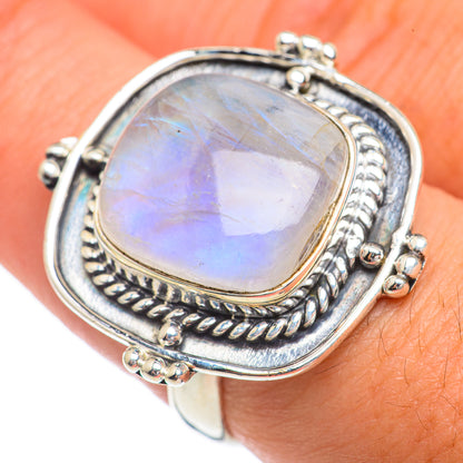 Rainbow Moonstone Rings handcrafted by Ana Silver Co - RING68864