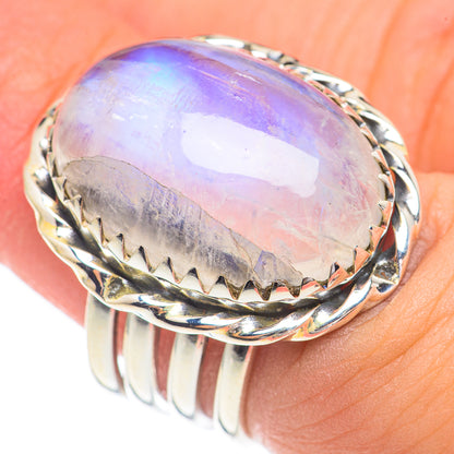 Rainbow Moonstone Rings handcrafted by Ana Silver Co - RING68867