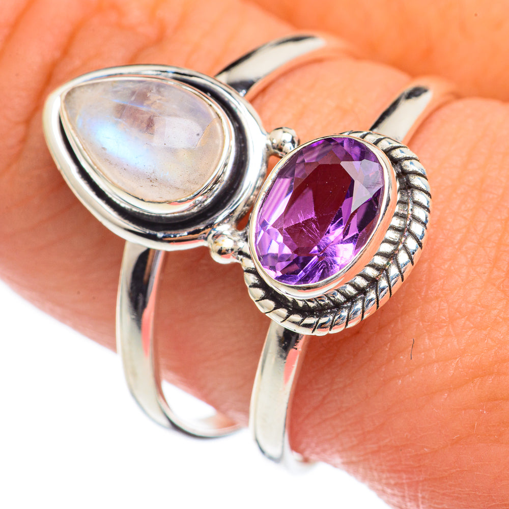 Rainbow Moonstone Rings handcrafted by Ana Silver Co - RING68891