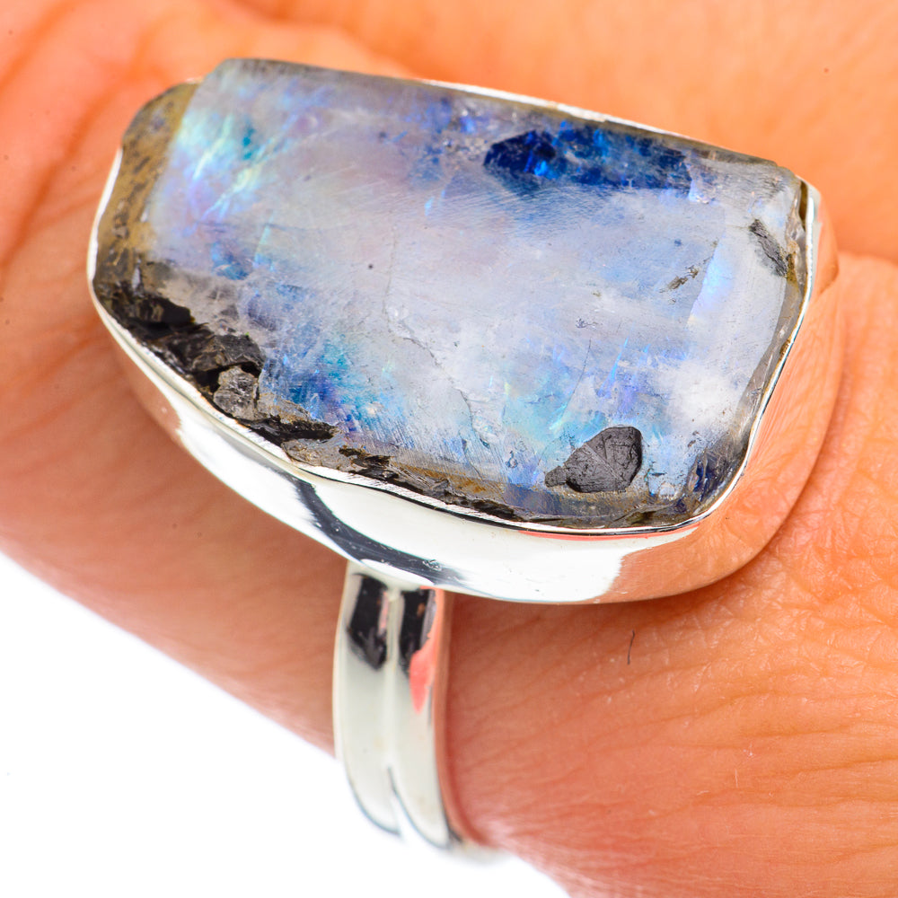 Rainbow Moonstone Rings handcrafted by Ana Silver Co - RING68895