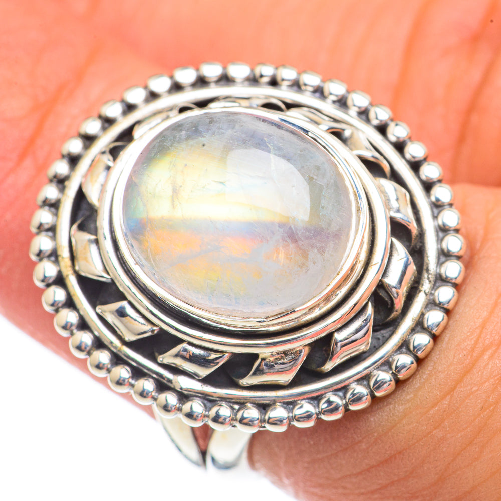 Rainbow Moonstone Rings handcrafted by Ana Silver Co - RING68896