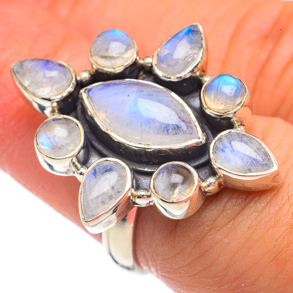 Rainbow Moonstone Rings handcrafted by Ana Silver Co - RING68900