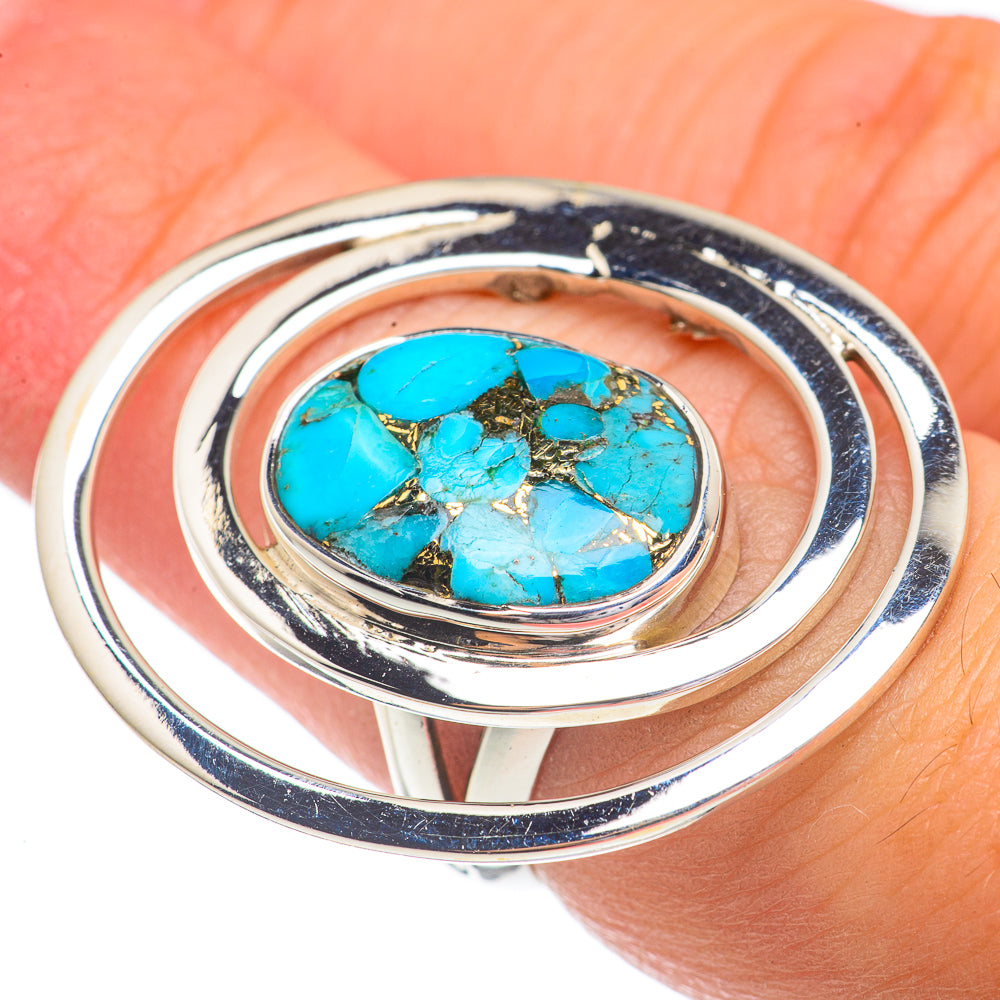 Blue Copper Composite Turquoise Rings handcrafted by Ana Silver Co - RING68930