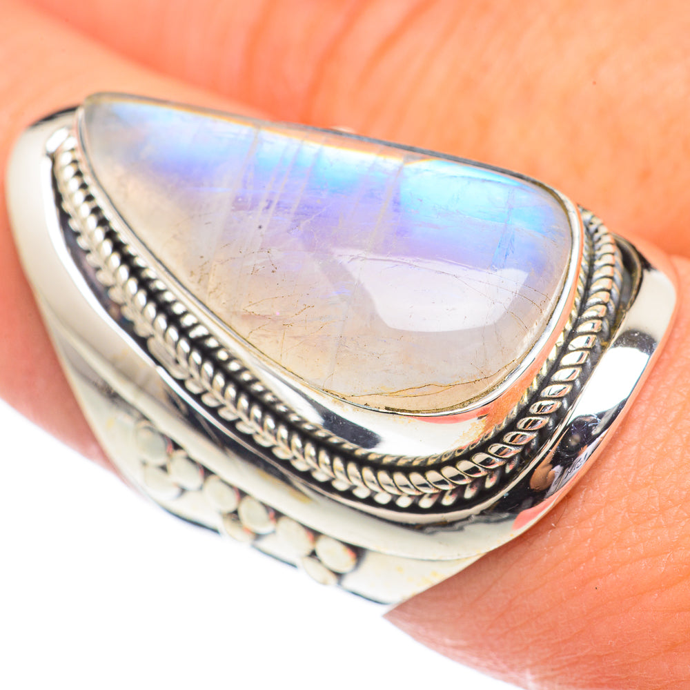 Rainbow Moonstone Rings handcrafted by Ana Silver Co - RING68946