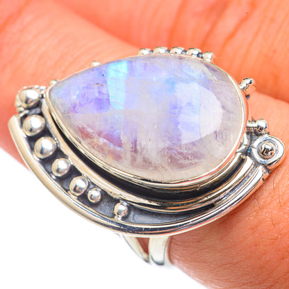 Rainbow Moonstone Rings handcrafted by Ana Silver Co - RING68947